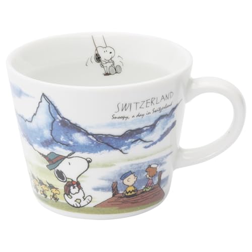 Peanuts 889332 Snoopy World Travel Switzerland Mug, Cup, Diameter Approx. 3.9 x Height 3.1 inches (10 x 8 cm), Capacity: Approx. 11.5 fl oz (340 ml), Microwave and Dishwasher Safe, Made in Japan