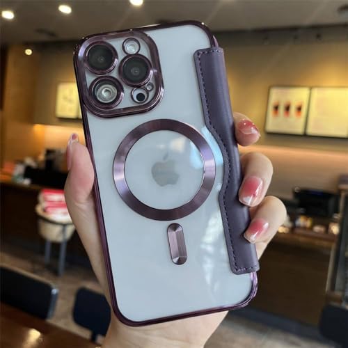 Coque iPhone 12 Pro 360 magnétique violet foncé business flip cover