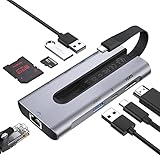 ESR Portable Hub, USB C Docking Station mit Ethernet, 4K@30Hz HDMI, 100W PD, 2 USB 3.0 Ports, 1 USB 2.0 Port, SD/microSD, Kompatibel mit iPad 10/Pro 11/12.9 MacBook Pro, und USB-C Devices