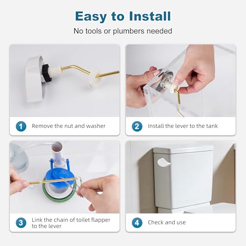Image of iFealClear Metal Toilet Handle Replacement Compatible with TOTO THU068-CP Trip Lvr for St743S, St406 Soild Brass Toilet Tank Flush Lever, Side Mount Toilet Trip Levers, White