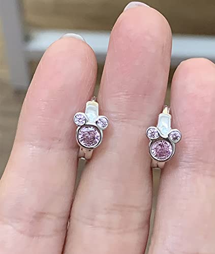 Cubic Zirconia Small Hoop Earrings 925 Sterling Silver Plated Hypoallergenic CZ Mouse Cute Cartilage Huggie Hoops for Women 16G Piercing Ear Stud4