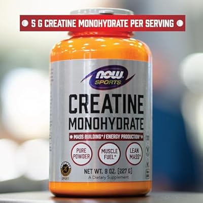 NOW Foods Sports Nutrition, Creatine Monohydrate Powder, Mass Building*/Energy Production*, 8-Ounce