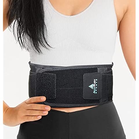 AllyFlex Sports Lightweight Back Brace for Lower Back Pain Relief, Breathable Mesh Material with Dual Lumbar Pads, Adjustable Discreet Design Slim Fit for Under Clothes Wear (Large) Cover