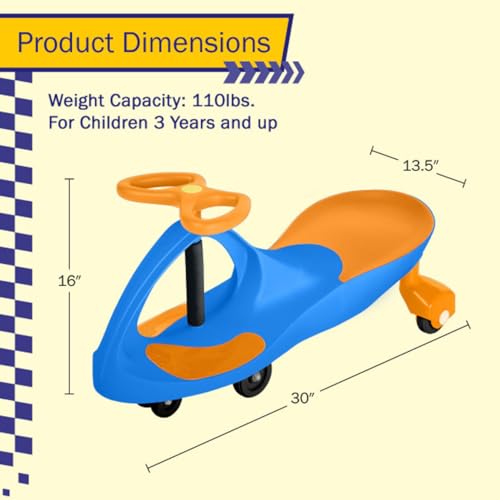 Image of Wiggle Car - Ride on Toy for Ages 3 and Up - Toddler Ride on Toys with no Batteries, Gears, or Pedals Just Twist, Wiggle, and Go by Lil' Rider (Blue and Orange)