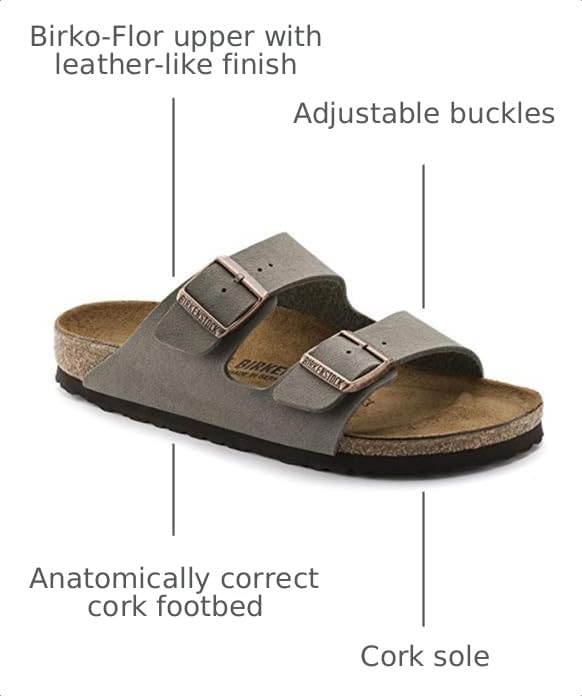 Image of Birkenstock Unisex Arizona Sandal,Stone Birkibuc,39 M EU