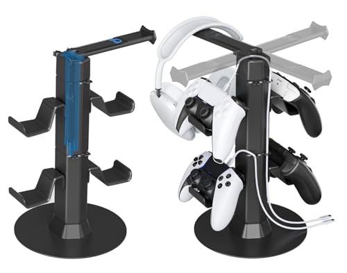 Kosker Soporte Auriculares y Mando de 2 Niveles para Xbox/PS5/PS4/Switch, Universal Organizador de Mando con 360°Gancho Giratorio, Accesorios Gaming