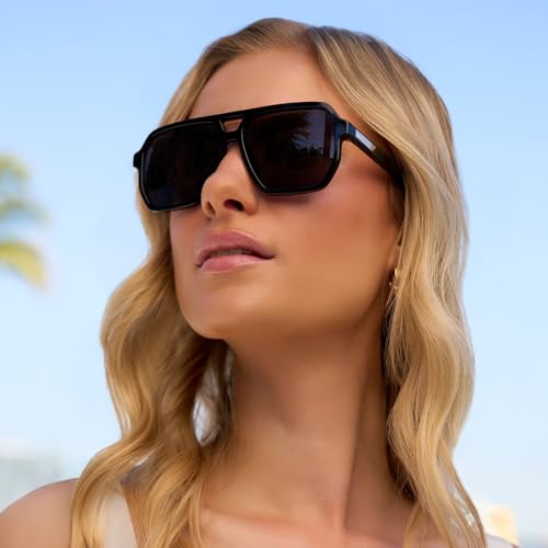 DIFF Cameron Oversized Navigator Sunglasses for Women | Espresso Tortoise + Brown Gradient | 100% UV Polarized Protection4