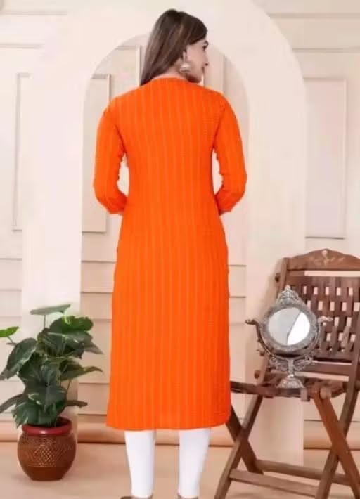 Image of Women Printed Cotton Rayon Kurti | Stylish A-Line Casual & Office Wear Kurta for Women | 3 /4 Sleeve | PF20