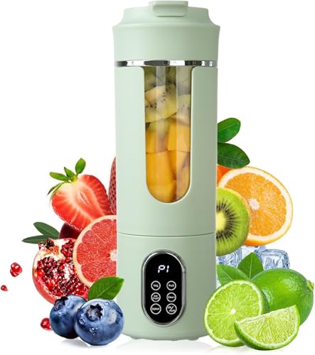 Portable Blender for Smoothies and Shakes,18 Oz/530ML with 12 Stainless Steel Blade Juicer USB-C Rechargeable,Shakes and Smoothies Blender with Handle Lid,for Travel Sports Gym(Green)