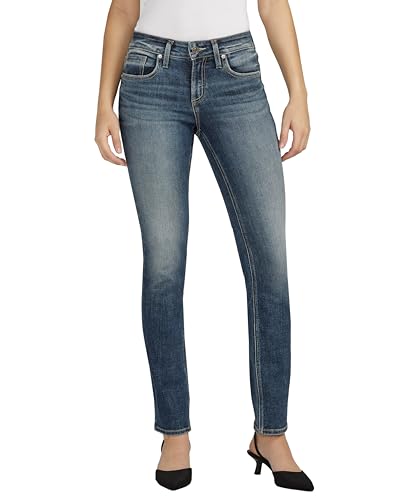 Silver Jeans Co. Women's Suki Mid Rise Curvy Fit Straight Leg