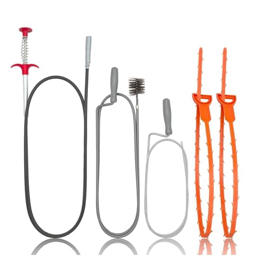 JOYFUL&HOPEFUL Drain Clog Remover Tool, 60" Stainless Steel Drain Unblocker,40" Snake Remover, 60" Pipe Cleaner Brush,24" Drain Cleaning Snake,5PCS, For Toilet, Kitchen Sink, Bathroom Tub, Sewer