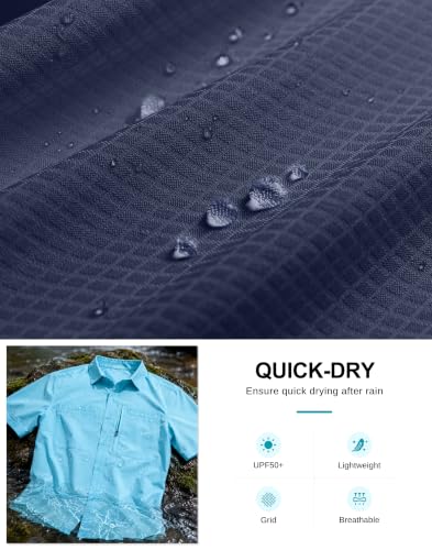 Image of G Gradual Men's Fishing Shirts with Zipper Pockets UPF 50+ Lightweight Cool Short Sleeve Button Down Shirts for Men Hiking