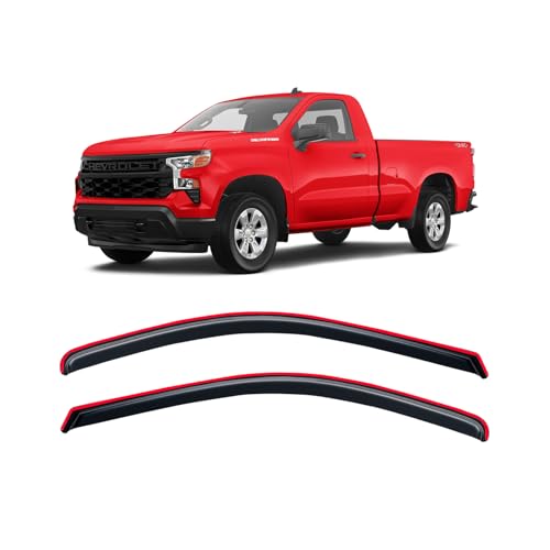 Image of in-Channel Rain Guards for 2019-2026 Chevy Silverado & GMC Sierra 1500 Regular /Standard Cab, Window Visor Shields Vent Deflector Shade Wind Dark Smoke for 2020-2026 Silverado /Sierra 2500HD 3500HD