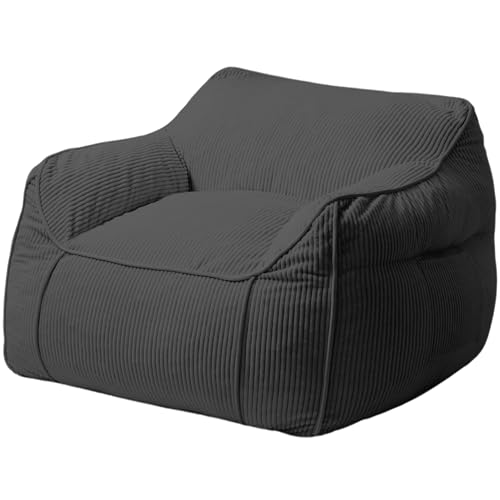 bananair - Puff Gigante de Salón y Habitación en Tela de Pana - Elegante y Cómodo - Puff Pera con Relleno Incluido Ideal para Crear un Ambiente Acogedor (Gris Oscuro)