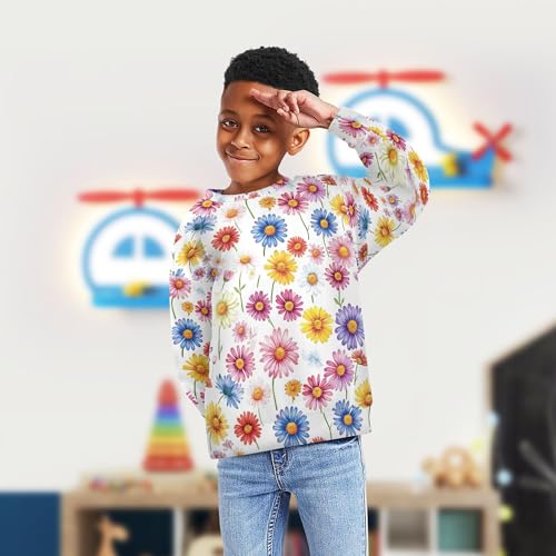 JUNZAN Brussels Iris Summer Flowers Big Girls Sweatshirts Hoodies Crewneck Tops Clothing Shirts Camping 4T4