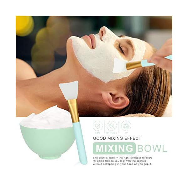 Plazuria Face Mask Mixing Bowl Set, 5 in 1 DIY Facemask Mixing Tool Kit with Facial Mask Bowl Stick Spatula Silicone Face Mask Brush & Premium Soft Face Brushes