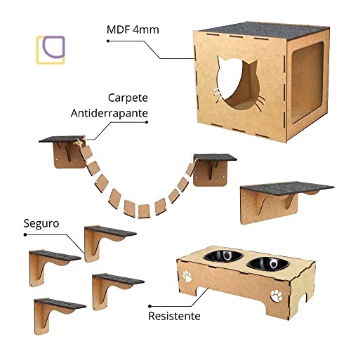Playground Para Gato 7 Peças Mdf com comedouro pets