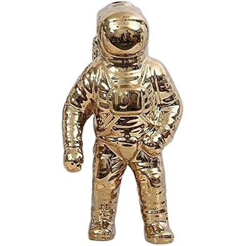 Astronaut Figurine Ceramic Astronaut Spaceman Model Ornament Spaceman Car Interior Figure for Home Office Desktop Tabletop Decoration - Golden Cover