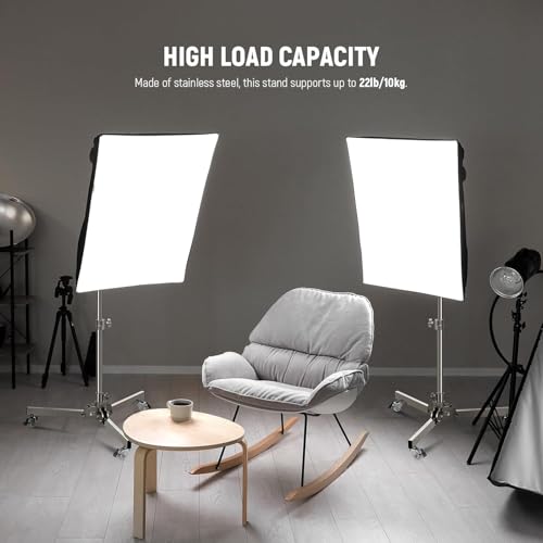 Image of NEEWER Heavy Duty Light Stand with Casters, Max Height 3.2ft /98cm, Stainless Steel Foldable Adjustable Tripod, Photography Light Stand for Speedlight Softbox Monolight, Max Load 22lb