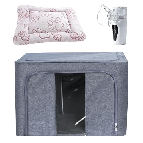 REDDOUDOU Pet Oxygen Chamber, Small Pet Incubator, Animal Nebulizer Box, Pets Delivery with Padded Cotton, Cat's Nest, Pets Nebulizer Accessories for Dogs, Cats, Puppies, Kittens(100L)
