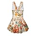 Qznuberone Girls Sleeveless Swimsuit, Bird Print Toddler Kids One Piece Bathing Suit, Fashion Quick Dry Swimwear Dress, Easy on/Off 3-13Y