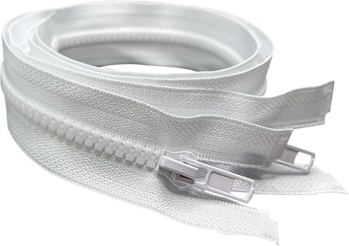 Image of ANPURZII 2PCS #5 25 Inch White Separating Jacket Zippers for Sewing Coats, Molded Plastic Bulk Zippers(White 25 inch 2PCS)