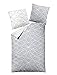 Produktbild Dormisette Biber Bettwäsche 2tlg grau Silber 65101-08 | Bettwäsche-Set aus 100% Baumwolle | 2 teilige Wende-Bettwäsche 135x200 cm & Kissen 80x80 cm | Geometrisches Muster