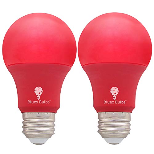 2 Pack BlueX LED A19 Red Light Bulb - 9W (60Watt Equivalent) - E26 Base Red LED Lights, Party Decoration, Porch, Home Lighting, Holiday Lighting, Decorative Illumination