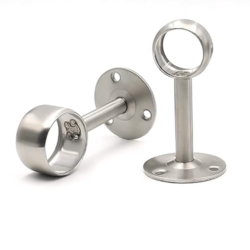 Lahviuu Kleiderschrank Stangenhalter,2 pcs Kleiderstange Schrank Garderobenstange Halter Edelstahl Rundrohr-Halterung Schrankstange Kleiderstangen,für Wäscheständer, Küche, Schrank (25mm)