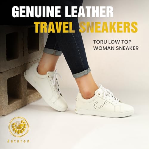 JATAREA Women's Fashion Sneakers – Genuine Leather Casual Shoes, Comfortable Cushioned Insole, TPR Rubber Sole, Stylish Lifestyle, Lightweight and Durable Travel Sneakers3