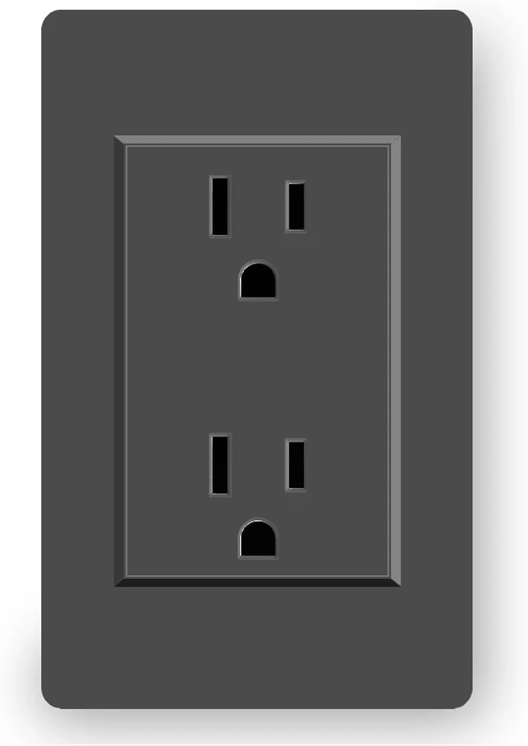 US Standard Power Socket, AC 110V ~ 250V, 118mm*72mm PC Panel, United States Wall Embedded 15A Double Outlet(Gray)