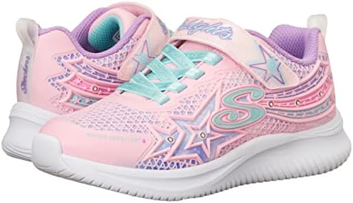 Skechers Kids Girls Jumpsters-Wishful Star Sneaker, Pink/Aqua, 3 Little Kid | Image 7