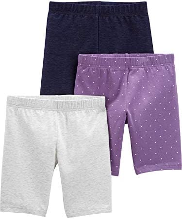 Simple Joys by Carter's Baby Girls' Bike Shorts, Pack of 3, Purple/Denim/Grey, 12 Months