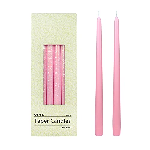 Zest Candle 12-Piece Taper Candles, 12-Inch, Light Rose