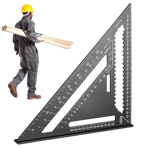 木工スクエア、スピードスクエア - 三角形建設フレームツール | 多機能ドリルゲージ、男性用ポータブル垂木レイアウトツール