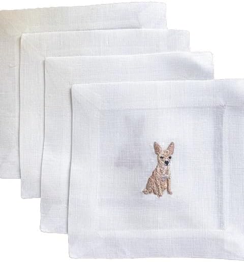 Chihuahua Embroidered Cocktail Napkins - Set of 4