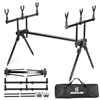 Sougayilang 3-Stab-Karpfenangeln Rod Pod – Höhen- und Längenverstellbar, mit Tragetasche sowie 6 Rod Rest Köpfen + 5m PVA-Mesh Nachfüllung – Geeignet für Karpfenuferangeln