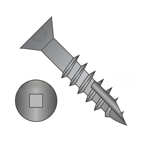 #10 x 4 Deep Thread Wood Screws/Square/Flat Head/Steel/Black Oxide/Type 17 Pt/with Nibs/Type 17 Point/with Nibs / 2/3 Thread (Carton: 500 pcs)