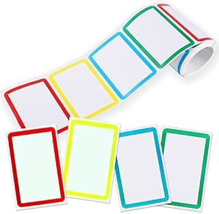 150 Name Tag Labels Stickers, Roll of Colourful Name Labels Adhesive Name Tags Sticky Label Stickers for School, Office, Presents and Bottles (89X57Mm, 4 Colors)