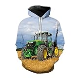 Hommes Sweat à Capuche imprimé en 3D Motif Tracteur Fashion Hommes Sweat Shirt à Capuche, Sweat Shirts Fantaisie avec Timon Poches