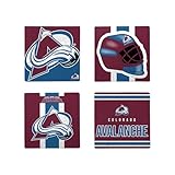 FOCO NHL Official 4-Pack Beverage Drink Ceramic Stone Coaster Set (Colorado Avalanche)