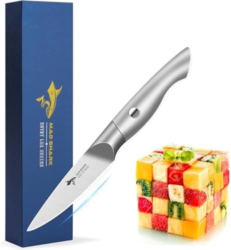 MAD SHARK Paring Knife 3.5 inch Paring Knives, Small Kitchen Knife, Ultra Sharp German Stainless Steel Vegetable Knives, Ergonomic Handle Design