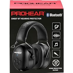 Casco De Seguridad Con Protector Auditivo PROHEAR 037 Protector Auditivo con Bluetooth, Cascos Antiruido Bluetooth Recargables para Cortar el Césped, Carpintería,Jardinero (Negro)