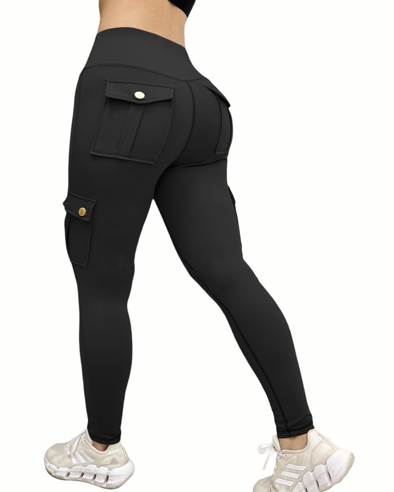 Women's High Waisted Cargo Jeggings - Butt Lifting, Tummy Control, Stretchy Workout Leggings