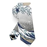 Men Novelty Necktie Skinny Japanese Painting Art Nautical Boats the Great Wave Gentlemen Tie Necktie for Business, Dances, Groom - Formal Ties Necktie, Thin tie Various Patterns Creative Gift
