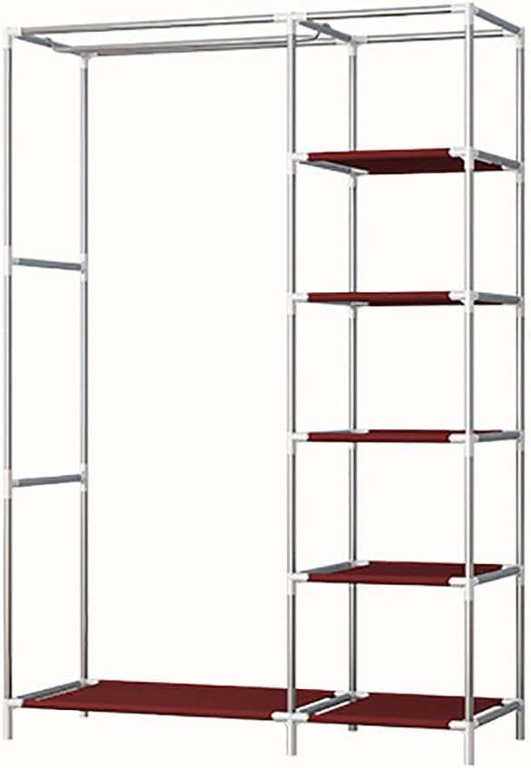 Portable Closet, Wardrobe Closet Portable Clothes Closet Clothes Storage Organizer with 5 Shelves and Hanging Sections Stable and Easy Assembly (Color : White)