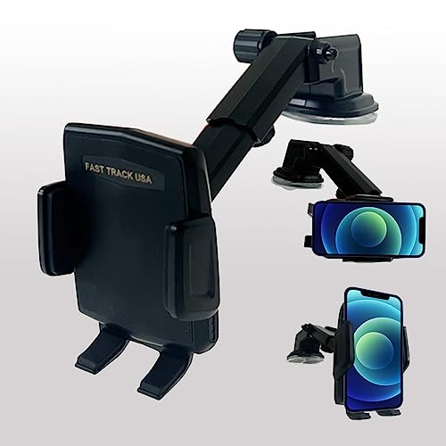 Fast Track Usa 360 Car Phone Mount Holder Adjustable Telescopic Arm Cell Phone Mount Holder With Adjustable Cradle For Windshield, Dashboard And Office Desk. Compatible With Any Smartphone #TOP6