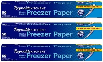 Reynolds Kitchens Freezer Paper - 50 Square Foot Roll, White (Pack of 3)