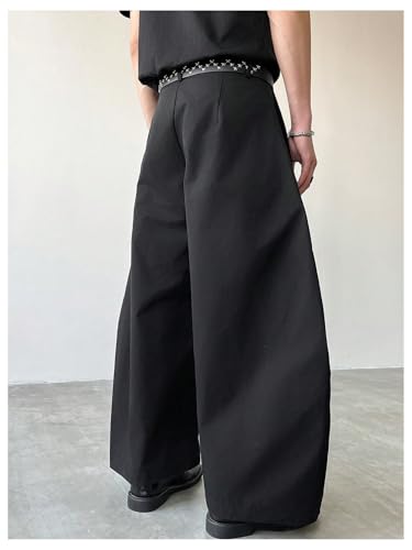 GORGLITTER Men's Wide Leg Baggy Suit Pants Oversized Zipper Fly Loose Trousers with Pockets3