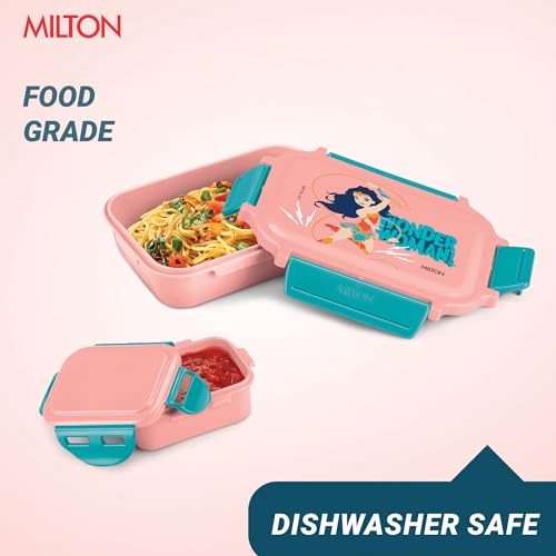 Image of MILTON Sherry Tiffin (DC) Lunch Box for Kids Boys & Girls with Leak-Proof Inner Container| Food Grade,BPA Free,Compact & Durable Snacks Box for Kids I Plastic Spoon & Fork, 520 ml, Pink